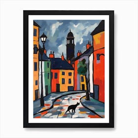 Painting Of London With A Cat 3 In The Style Of Matisse Art Print