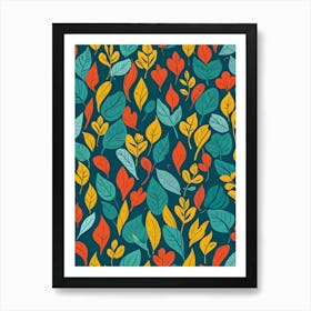 Autumn Leaves Seamless Pattern 4 Art Print