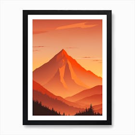 Misty Mountains Vertical Composition In Orange Tone 382 Art Print