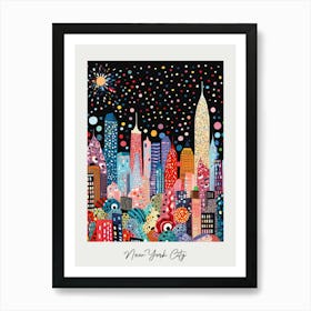 Poster Of New York City, Illustration In The Style Of Pop Art 1 Art Print