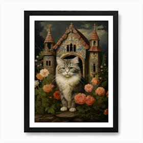 Cat & A Castle Rococo Style 4 Art Print