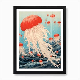 Lions Mane Jellyfish Traditional Japanese Illustration 4 Art Print