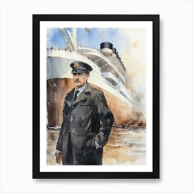 Titanic Sailor Watercolour Illustration 2 Art Print