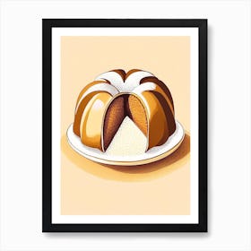 Spice Bundt Cake Dessert Retro Minimal Flower Art Print