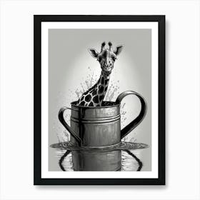 Giraffe In A Cup Art Print