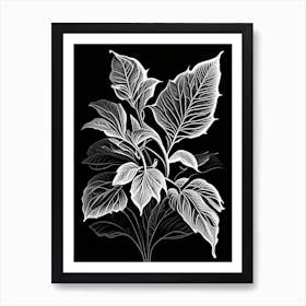 Bergamot Leaf Linocut 4 Art Print