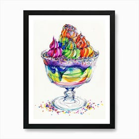 Rainbow Trifle Line Illustration 1 Art Print