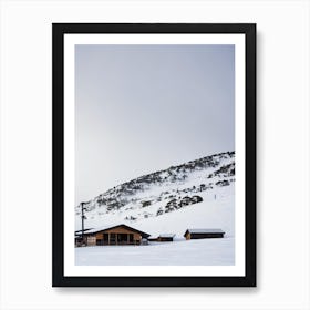 Perisher, Australia Black And White Skiing Poster Art Print