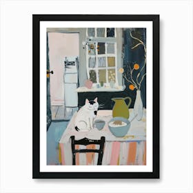 Cute Cat On The Kitchen Table Art Print