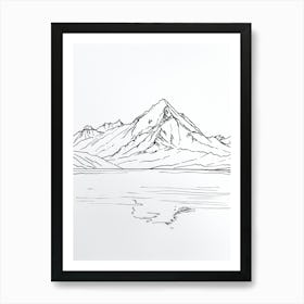 Mount Mckinley Denali Usa Line Drawing 1 Art Print