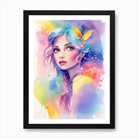 Watercolor Of A Girl Art Print