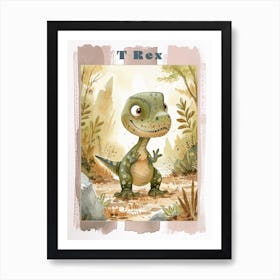 Cute T Rex Dinosaur Illustration 2 Poster Art Print