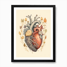 Shell Heart & Leaves Neutral Art Print