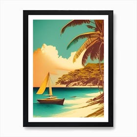 Ambergris Cay Turks And Caicos Vintage Sketch Tropical Destination Art Print