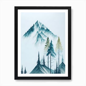 Mountain And Forest In Minimalist Watercolor Vertical Composition 204 Art Print