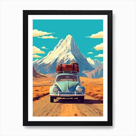 A Volkswagen Beetle Car In The Andean Crossing Patagonia Illustration 4 Art Print