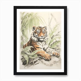 Storybook Animal Watercolour Tiger 4 Art Print