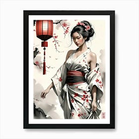 Geisha Girl Fine Japanese Art Art Print