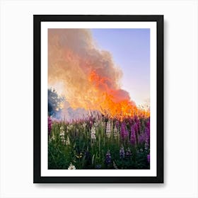 A Multitude Of Flowers Blossoming In The Center Their Petals Transitioning From Yellow To Pink To W 2 1 Art Print