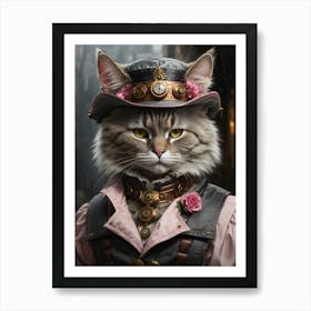 Steampunk Cat 1 Art Print