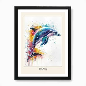 Dolphin Colourful Watercolour 1 Poster Art Print