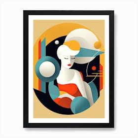 Rhythms of Resilience: Woman in Abstract Harmony Art Print