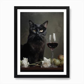 Cat With Wine Glass 4 Art Print