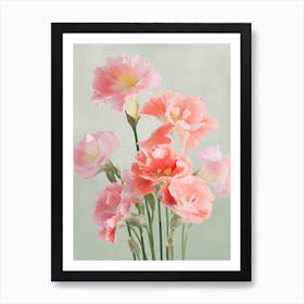 Gladioli Flowers Acrylic Painting In Pastel Colours 3 Art Print