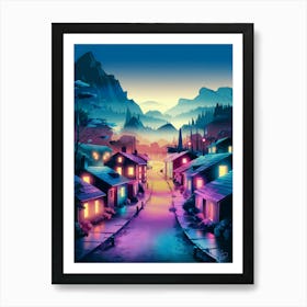 Neon City,Anime Art Lofi Art Print