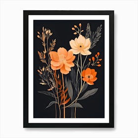 Flowers On A Black Background 18 Art Print