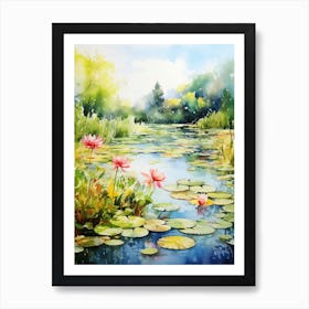 Monets Garden Usa Watercolour 1 Art Print