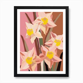 Daffodils Flower Big Bold Illustration 1 Art Print