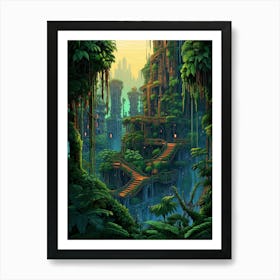 Amazon Rainforest Pixel Art 1 Art Print