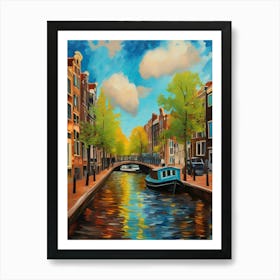 Wall painting print, Amsterdam, Netherlands, landscape art, Van Gogh style, fine art..230 Art Print