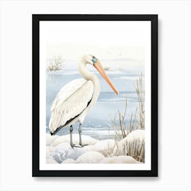 Winter Bird Painting Pelican 4 Art Print