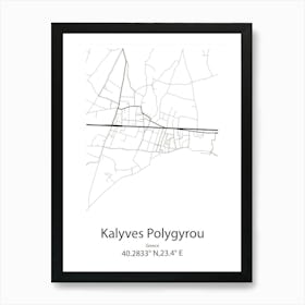 Kalyves Polygyrou,Greece Minimalist Map Art Print