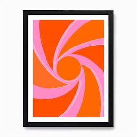 Orange And Pink Swirl Retro Sunset Art Print