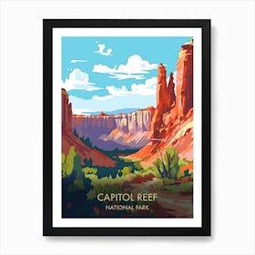 Capitol Reef National Park Travel Poster Illustration Style 1 Art Print