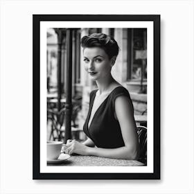 Beautiful Woman In Black And White Art Print