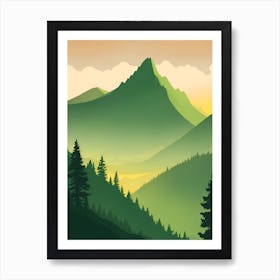 Misty Mountains Vertical Background In Green Tone 6 Art Print