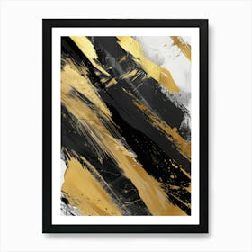 Abstract Gold And Black Painting 2 Art Print