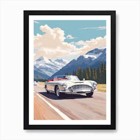 A Aston Martin Db5 Car In Icefields Parkway Flat Illustration 4 Art Print