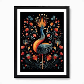 Folk Bird Illustration Grebe 4 Art Print