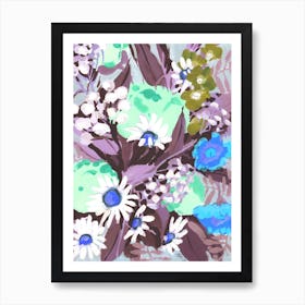 Daisies On Purple Grass Art Print