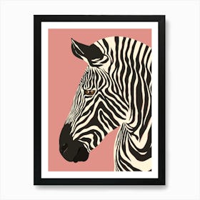 Jungle Safari Zebra on Pink Art Print