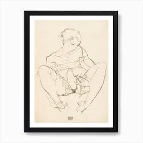 Woman Spreading Legs, Seated Woman In Chemise (1914), Egon Schiele Art Print