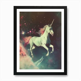 Unicorn Galloping In Space Art Print