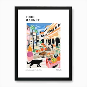 The Food Market In Rome 3 Illustration Poster Art Print