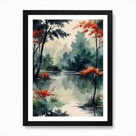 Asian Watercolor Painting 4 Art Print