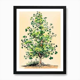 Ginkgo Tree Storybook Illustration 1 Art Print